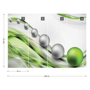 Fotótapéta GLIX - Modern Absztrakt 3D Design Ezüst És Zöld Nem szőtt tapéta - 368x254 cm