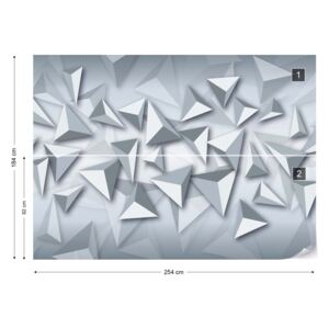 Fotótapéta GLIX - 3D Ben Modern Szürke És Fehér Háromszögek Tervezés Papír tapéta - 254x184 cm