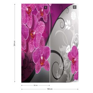 Fotótapéta GLIX - Modern Virágos Design Rózsaszín Orchideák Papír tapéta- 184x254 cm