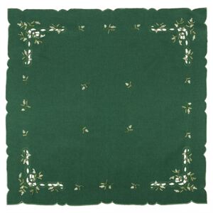 Karácsonyi abrosz, fagyöngy, zöld, 85 x 85 cm