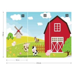 GLIX Fotótapéta - Cartoon Farm Háztáji Állatok Nem szőtt tapéta - 312x219 cm