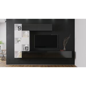 MEBLINE Nappali bútor ONYX 3 fekete / fehér fényes