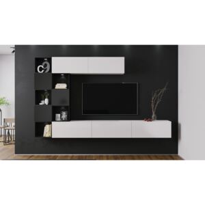 MEBLINE Nappali bútor ONYX 3 fehér / fekete fényes