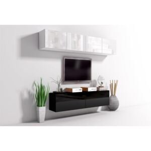 MEBLINE Nappali bútor ONYX 2 fehér / fekete fényes