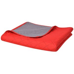220x240 cm kétoldalas steppelt ágytakaró vörös és szürke