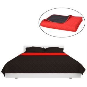 170x210 cm kétoldalas steppelt ágytakaró vörös és fekete