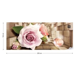 Fotótapéta GLIX - 3D Alagútban Roses Nem szőtt tapéta - 250x104 cm