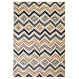 Barna/fekete/kék modern szőnyeg cikcakk mintával 120 x 170 cm