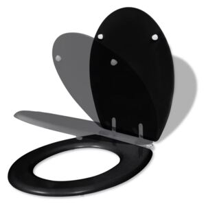 Lassan csukódó egyszerű tervezésű fekete MDF WC-ülőke