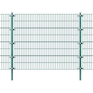 Zöld vas kerítéspanel oszlopokkal 6 x 1,6 m