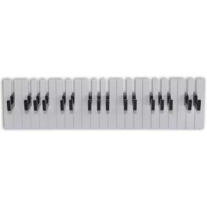 Zongora billentyűzet tervezésű falra szerelhető fogas+16 fekete kampó
