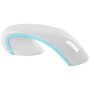 Magasfényű fehér üvegszálas dohányzóasztal LED lámpával