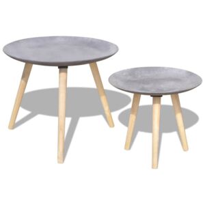 55 cm 44 cm kétrészes kisasztal/dohányzóasztal szett beton szürke