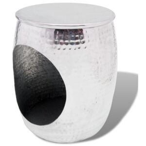 Ezüst alumínium hordó alakú hokedli/kis-asztal