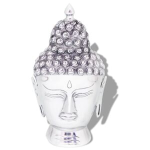 Falra rögzíthető Buddha fej dekoráció alumínium ezüst