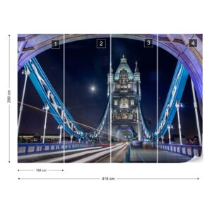 Fotótapéta GLIX - London Bridge At Night Nem szőtt tapéta - 416x290 cm