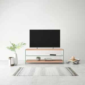 MDF és üveg tv asztal tölgy színű