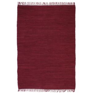 Burgundi vörös, kézzel szőtt pamut Chindi szőnyeg 160 x 230 cm