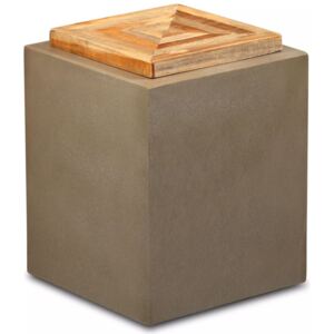 Újrahasznosított tíkfa/beton kisasztal 35 x 35 x 45 cm