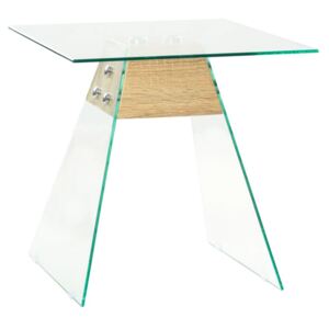 Tölgyfa színű MDF/üveg kisasztal 45 x 45 x 45 cm