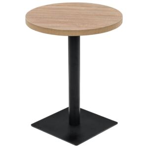 Kerek, tölgyfa színű MDF/acél bisztró asztal 60 x 75 cm
