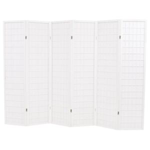 6 paneles, fehér, japán stílusú paraván 240 x 170 cm
