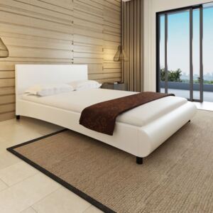 Fehér műbőr ágy matraccal 140 x 200 cm