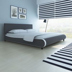 Szürke műbőr ágy memóriahabos matraccal 180 x 300 cm