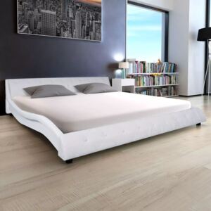 Fehér műbőr ágy memóriahabos matraccal 180 x 200 cm