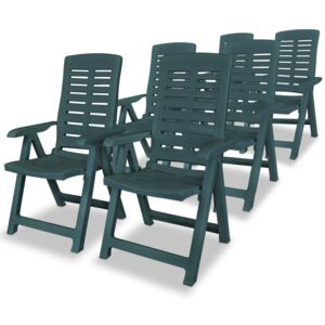 6 db zöld dönthető műanyag kerti szék