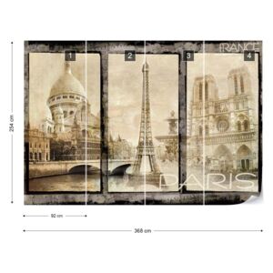 Fotótapéta GLIX - Vintage Paris Tryptich Papír tapéta - 368x254 cm