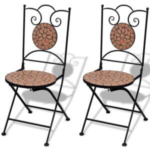 2 db-os terrakotta mozaik bisztró szék szett