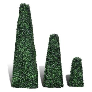 3 Mesterséges puszpáng topiary piramis bokor készlet