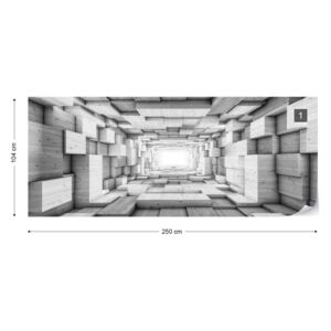 Fotótapéta GLIX - 3D Fa Alagút Optikai Csalódás Fekete És Fehér Nem szőtt tapéta - 250x104 cm