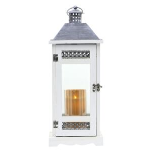 Fa lámpás csipkés díszítéssel MSL3088 - fehér (18x18x47 cm) - modern stílusú