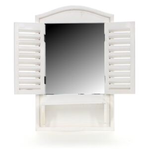 Fa zsalugáter tükörrel és polccal MSL1125A - fehér (35x12x56 cm) - vidékies stílusú