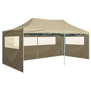 Összecsukható, felállítható sátor 4 oldalfallal 3 x 6 m krémfehér