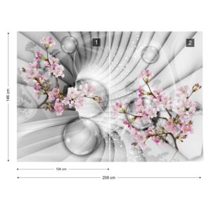 Fotótapéta GLIX - Modern 3D Ben Virágok És Buborékok Alagút Nézet Tapet nețesute - 208x146 cm