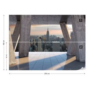 Fotótapéta GLIX - New York Városra 3D Modern Kilátás Konkrét Papír tapéta - 254x184 cm