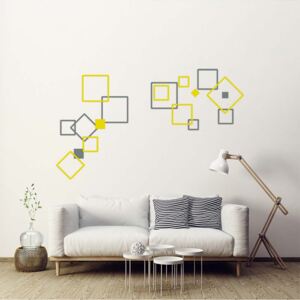 Falmatrica GLIX - Decorative squares III. 2 x 60 x 30 cm Szürke és sárga