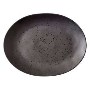 Mensa fekete agyagkerámia szervírozó tányér, 30 x 22,5 cm - Bitz