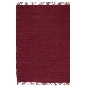 Burgundi vörös, kézzel szőtt pamut Chindi szőnyeg 80 x 160 cm