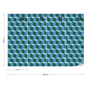 Fotótapéta GLIX - Geometriai Tervezés Kék És Zöld Papír tapéta - 368x254 cm