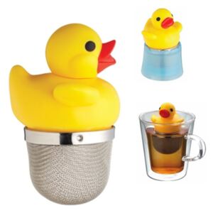 K.C.KCDUCKDISP Műanyag kacsa rozsdamentes fém teaszűrő 9x5cm, Kitsch'n'fun