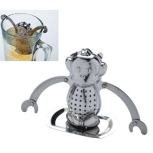 K.C.KCLXMONKEY Rozsdamentes acél majom teaszűrő alátéttel 7x3cm, Le'Xpress