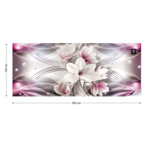 Fotótapéta GLIX - Modern Virágos Design Magnolia Virágok Lila Nem szőtt tapéta - 250x104 cm