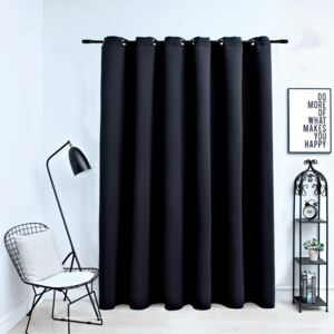 Fekete sötétítőfüggöny fémkarikákkal 290 x 245 cm