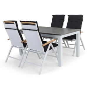 Asztal és szék garnitúra VG4811 Fehér + szürke + barna + fekete