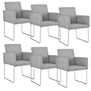 [en.casa]® Étkezőszék Brno design karfás 6 darabos szék szett fotel 82.5 x 54 cm világos szürke