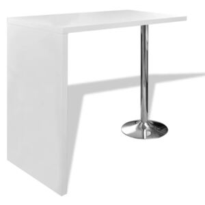 Magasfényű fehér MDF bárasztal 1 acél lábbal